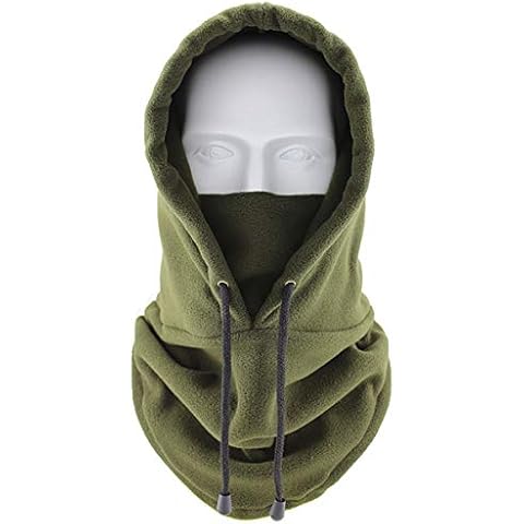 TYSKL Balaclava Ski Mask-Plus Velvet Keep Warm Tactical Hood-Mask Neck Lengthen (Green) Cover