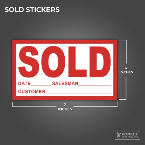 Image of Sold Stickers - Red (100 per Pack) - Vehicle Sales Success Vinyl Sticker - Dealership Standard (Pack of 3)