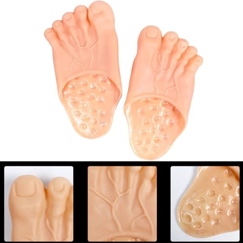 Halloween Riesenfüße Hausschuhe FaJoek Halloween Monster Füße Hausschuhe Unisex, Lustige nackte Füße Pantoffeln Höhlenmenschen Füße Halloween Cosplay Kostüm Requisiten Party Zubehör (Skin Color)