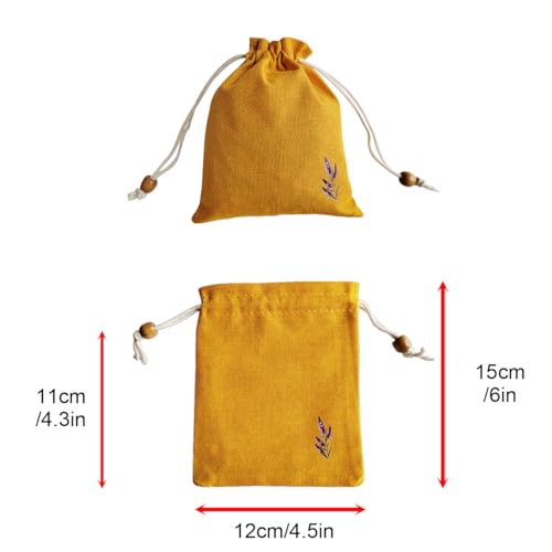 Daclubmenxy 20 PCS Small Burlap Drawstring Bags Pouch, Sachet Bags Empty, Burlap Gift Mini Drawstring Bags, Reusable Gift Linen for Wedding Favors Party Jewelry Coffee DIY (Mustard Yellow, 4.5x6 in) — view 2