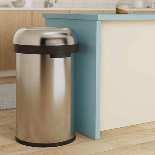 Image of simplehuman 115 Liter / 30 Gallon Bullet Open Top Trash Can Commercial Grade Heavy Gauge, Brushed Stainless Steel