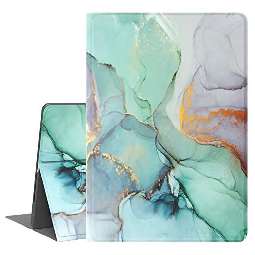 iPad 5th/6th Generation Case, iPad Air 1/2 Case, Feams Slim Lightweight PU Leather Case with Smart Auto Sleep Flip Stand Cover for iPad 9.7 inch 2017/2018, Green Marble