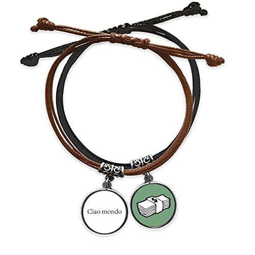 Pulsera dinero Hola Mundo Italiano de cuero, el regalo perfecto para aniversarios