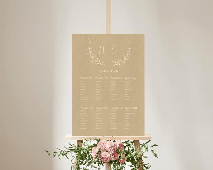 TABLEAU DE MARIAGE IN VARI MATERIALI (PLEXIGLASS) CON STAMPA U.V. AD ALTISSIMA QUALITÁ - Boho Chic - completamente PERSONALIZZABILE (FOREX 50X100 CM)