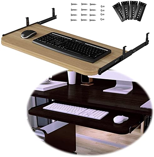 5.色の木製のキーボードトレイの下の机のスライド 54/60 / 70x27cm スライディングキーボードシェルフ/トレイのサポート 高さ調節可能なキーボードスタンドの引き出し キーボード マウスの収納の棚