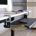 PrimeCables Keyboard Tray 26.8 x 11.1inch Under Desk with C Clamp | Storage, Slide Pull Out, For Home Office