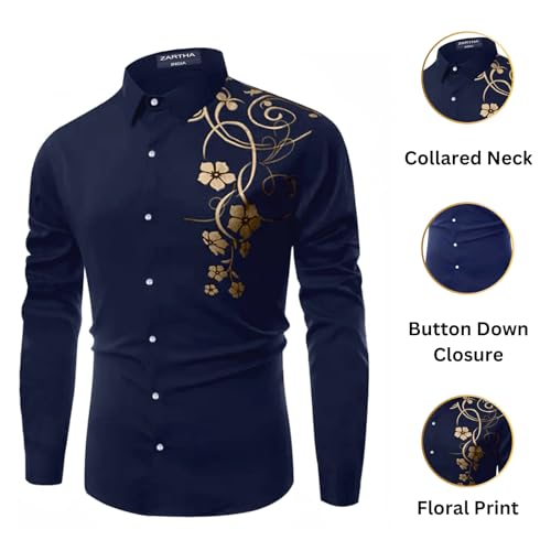Image of Men's Solid Cotton Regular Fit Full Sleeve Collared Neck Casual Shirt for Men Stylish Latest, Formal