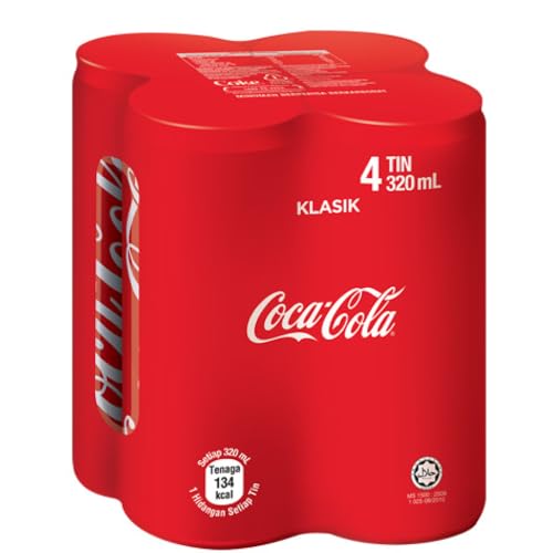Image of Coca-Cola Classic Carbonated Soft Drink, Real Taste 320ml Tin Can, X Pack of 8 (Product Of Malaysia)