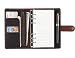 Refillable Ring Binder Leather Journal Notebook, 6-Ring Loose Leaf Planners and Organizers, Handmade Spiral Diary A6 Traveler Notebook, Coffee