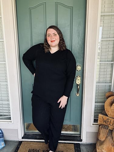 TIYOMI Plus Size Suits For Women 2 Piece Outfits Sweater Top & Wide Leg Pants XL-5XL4