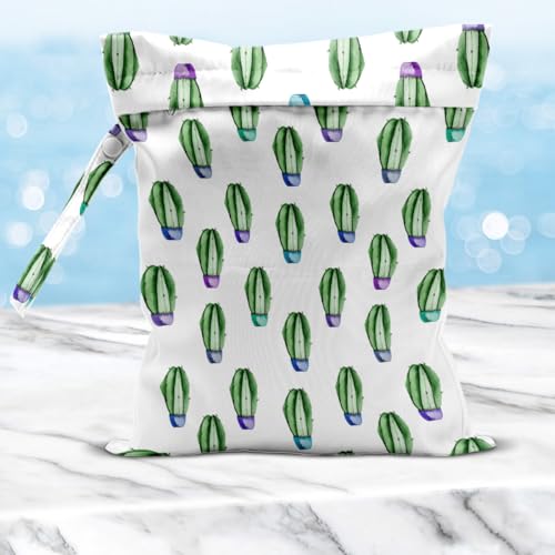Wet Bag for Swimsuit, Travel, Beach, Pool, Diapers, Dirty Yoga Gym Clothes, Makeup Bag for Women BFF, Waterproof Cactus Decor Cactus Favors