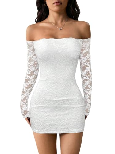 SweatyRocks Langarm Kleid Damen Elegant Spitzenkleid Herbstkleid...