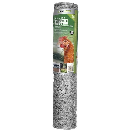 YardGard Heavy-Duty Galvanized Poultry Netting, 2-Inch Mesh, 2-Ft x 150-Ft Roll Durable Chicken Wire Fencing for Garden, Animal Enclosures, and Farm Projects Rust-Resistant, Easy to Install