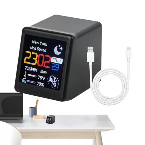 デジタル目覚まし時計、スマート天気デスクトップ装飾、デジタル目覚まし時計Wifi 対応スマートデジタル気象観測所、家庭、オフィス、寝室向けの Wifi スマート エア ステーションを備えたスマートな天気予報