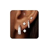 TINGN Juego de aretes de aro chapados en oro de 14 quilates, hipoalergénicos, parte trasera plana, aretes pequeños para orejas sensibles, regalos de joyería delicados para mujeres, Circonita cúbica