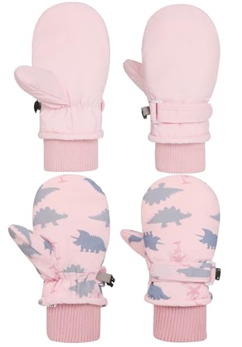 Image of Urban Virgin Toddler Waterproof Outdoor Infant Mittens Baby Winter Gloves Dino Cuffed Warm Fleeced Kids Ski Gloves For Teens