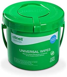 Universal Cleaning and Disinfectant Wipes Bucket - Pack of 225 - Multi Purpose Wipes, Kills 99.99% of Germs, Effective from 30 Seconds