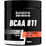 Bandini® AMINOACIDI RAMIFICATI BCAA 8 1 1 | 500 Compresse Amminoacidi Fermentati, Con Vitamina B1 e B6 | 8.1.1 con Leucina, Isoleucina, Valina | Intra Pre Post Workout - Per Palestra | Vegan