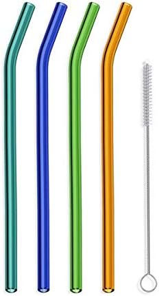 Hummingbird Glass Straws Pajitas reutilizables extralargas de 12 pulgadas x 0.374 in (paquete de 4 unidades, naranja, azul, verde, verde azulado)