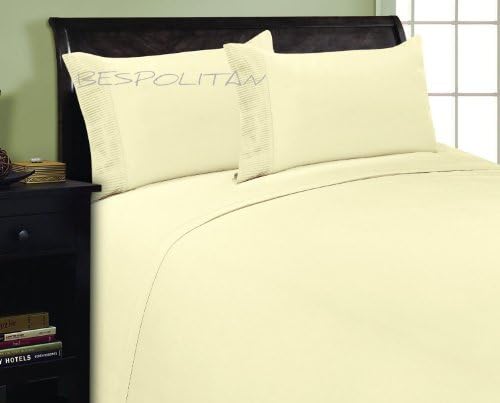 Elegance Linen 1800 Thread Count PLEATED DESIGN Egyptian Quality Luxurious Silky Soft WRINKLE RESISTANT 4 pc Sheet set, Deep Pocket Up to 16" - All Size and Colors, Full Beige