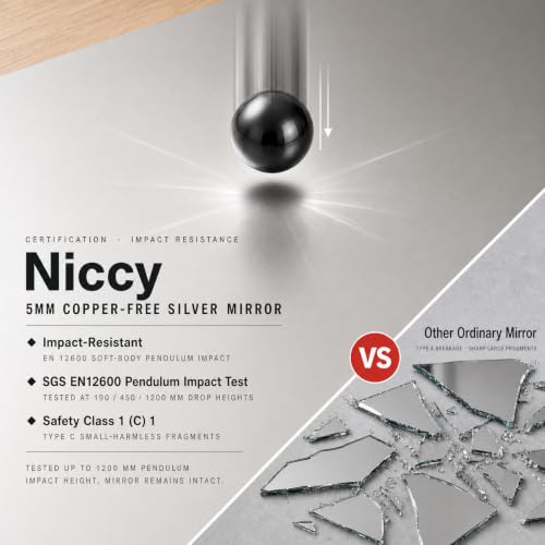 Niccy Oval LED Bathroom Vanity Mirror, 36x22inch Frameless Backlit Mirror with Light, Smart Anti-Fog Waterproof Mirror with Memory Function Dimmable Lighted Mirror by Niccy - Used condition - Image 6