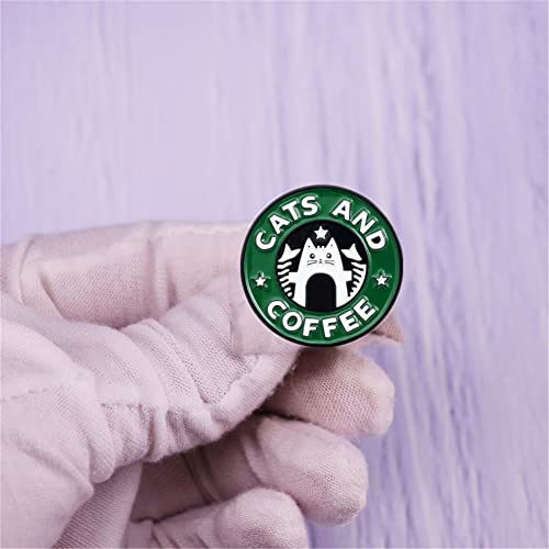 Cats Coffee Enamel Pin Cat Cafe Brooches Badges Bag Jeans shirt Bag Cute Brooches Lapel Pin Buckle Cute Animal Jewelry Gift for Friends2