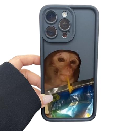 Monkey Drinking Capri Sun Phone Case,Funny Phone Case for iPhone 16/15/14/13/12/11 Promax (14,I)