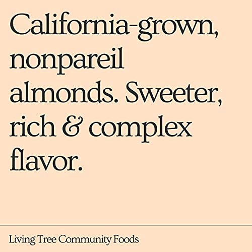 Living Tree Community Foods, Organic Almond Butter - Raw Almond Butter No Sugar Added, Made Fresh in Small Batches by Family Farmers, Unsweetened - 16 Ounce Jar