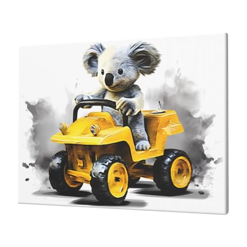 Toile murale koala conducteur pour creer une ambiance ludique en chambre