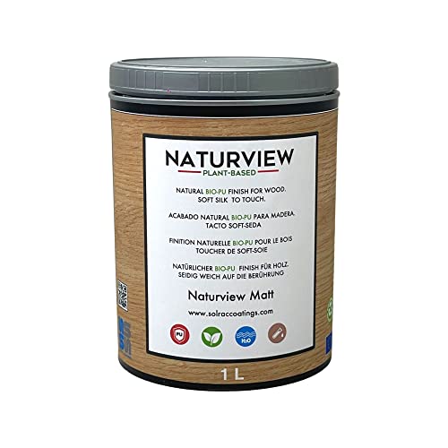 NATURVIEW Barniz Para Madera Poliuretano BIO al Agua. Interior. Tacto Soft-Seda. (Mate, 1L) Cover