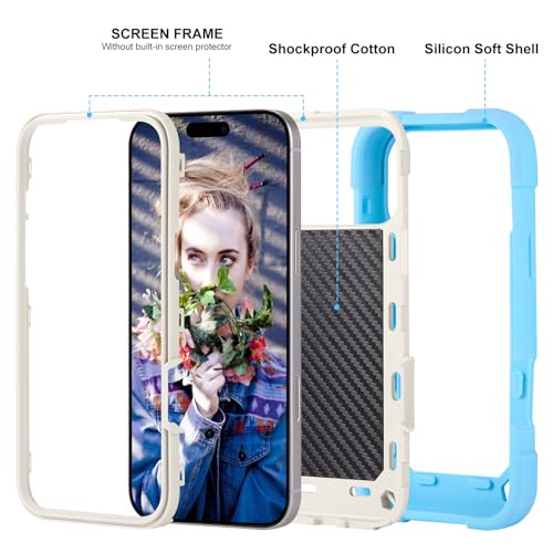 Image of MARKILL Compatible with iPhone with Built-in 360Rotating Ring Stand, Military Grade Drop Protection Full Body Rugged Heavy Duty Case Durable Cover (Ice Blue, iPhone 17 Pro Max)