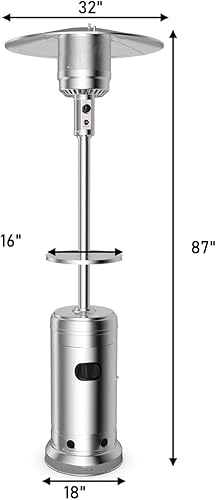 Miniatura 4 de Tangkula Calentador de propano de 48,000 BTU para patio con ruedas, calentadores de exterior para patio con mesa, quemador de acero inoxidable,