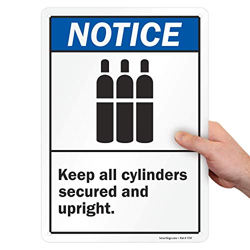 SmartSign "Notice - Keep All Cylinders Secured Upright" Sign | 10" x 14" Plastic