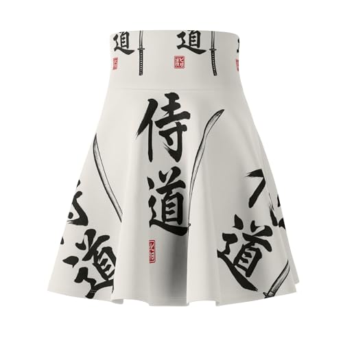 Samurai Theme Skater Skirt for Women, Perfect for Martial Arts Lovers2