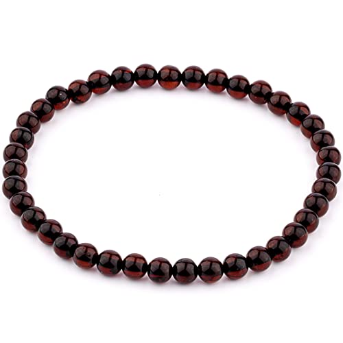 Image of Amber Culture Amber Stretch Bracelet - Handmade 5mm Beads 100% Baltic Natural Baltic Amber Stone - Unisex with Gift Box Multiple Colors