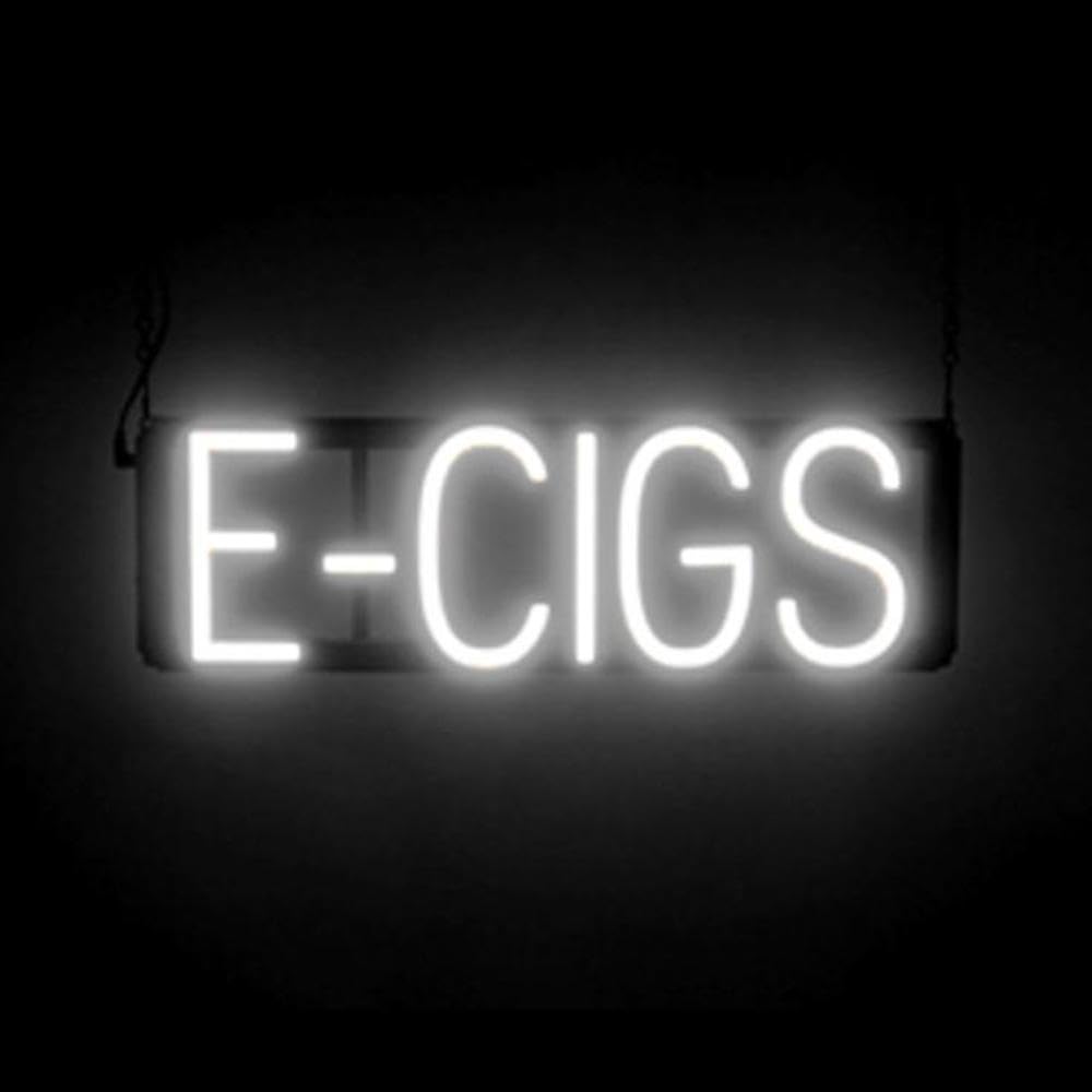 SpellBrite LED Neon E-CIGS Sign for Business - White, 20" x 6"