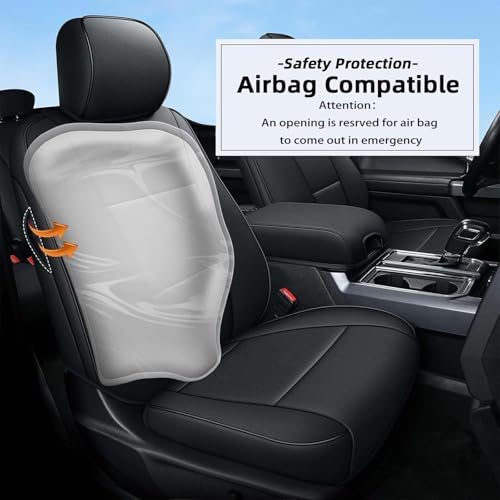 AOMSAZTO Front Seat Covers for Ford F150 XL XLT: 2015-2026 SuperCrew & F250 F350 F450 2017-2026 Super Duty Crew Cab XL XLT Faux Leather Full Set Seat Cover (Black, 2PCS Front) by AOMSAZTO - Used condition - Image 7