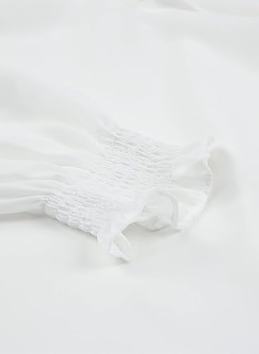 Miniatura 4 de Dokotoo Blusas de gasa para mujer, de manga larga, fruncidas, cuello en V, estilo casual