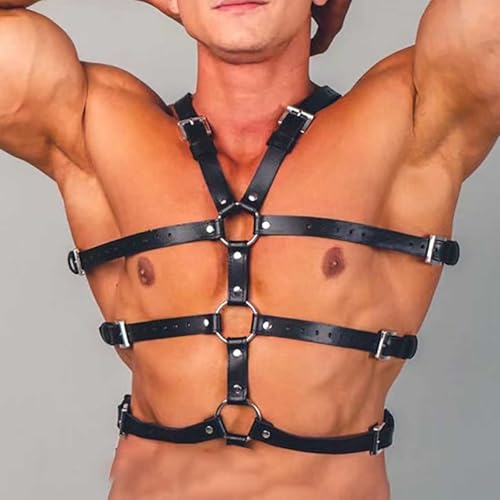Fstrend Men's Leather Chest Harness Black Strap Belt Fashion Rave Body Accessory2