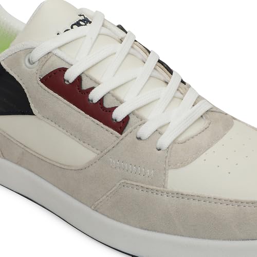 Image of Liberty Leap7x AMAZER-20E Men's Casual Lacing Sneakers, Light Grey and White | Suitable for Walking Travel, College, Office | Comfortable Lace-Up Casual Shoes | Lightweight Stylish Fashion Footwear