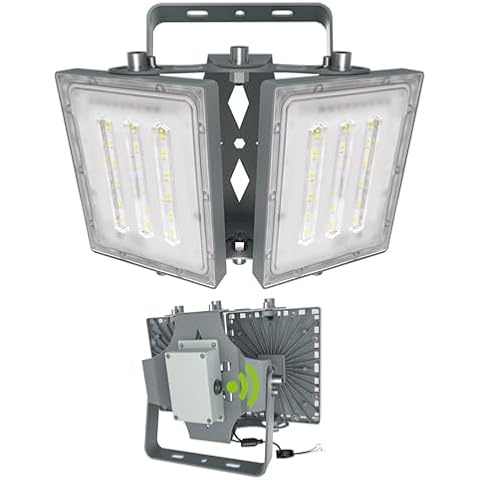 LED Flood Lights Outdoor, 100W 10000LM 6000K Dusk to Dawn Outdoor Lighting with Photocell, IP66 Waterproof, 2 Heads Adjustable Wide Outside Lighting for Parking Lot, Yard, Street, Stadium Cover