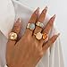 ONBRIG Chunky Gold Rings for Women Adjustable Statement Rings for Women Thick Stackable Ring Trendy Chunky Gold Jewelry Fashion (B : 5PCS - G)
