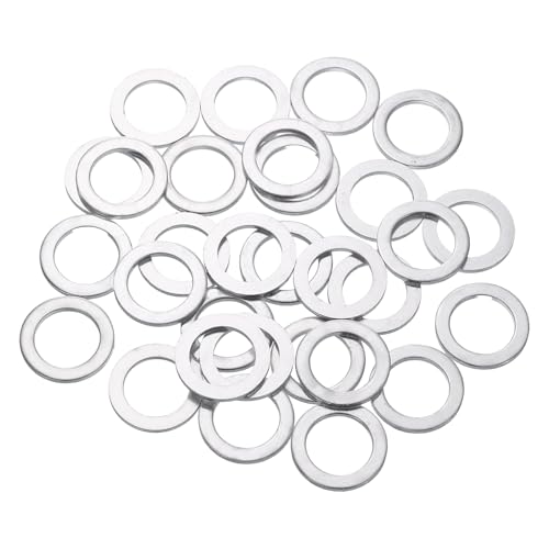 uxcell 100 Pcs Aluminum Flat Washer, 12 x 18 x 1.5mm Round Seal Gaskets Flat Spacers for Screws Bolts Machinery Repair Accessories, Outdoor Construction, Silver Tone