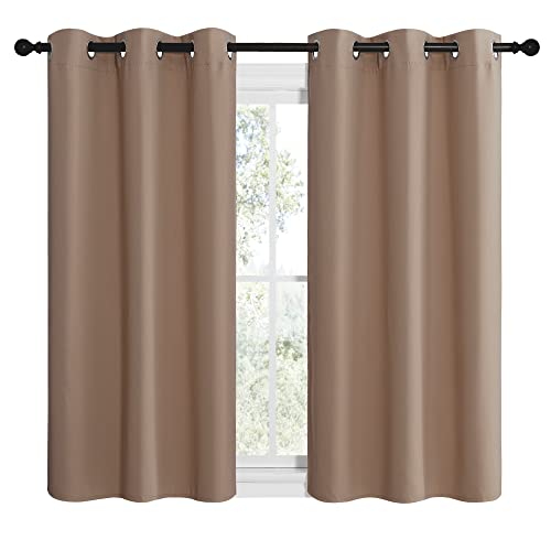 Image of NICETOWN Small Window Kitchen Blackout Curtains, Thermal Insulated Solid Grommet Blackout Curtains /Drapes for Bedroom (Set of 2, 42 by 50 Inch, Cappuccino)
