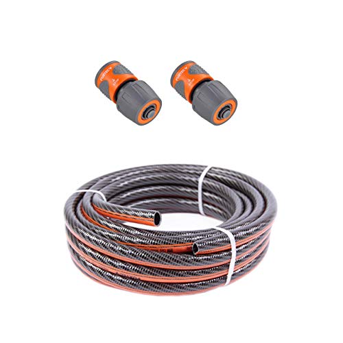 Fuxtec Gartenschlauch (50m) Set FX-WW-SET9 – Flexibler Wasserschlauch Schlauchverbinder/Schlauchkupplung mit Wasserstopp - zur Gartenbewässerung