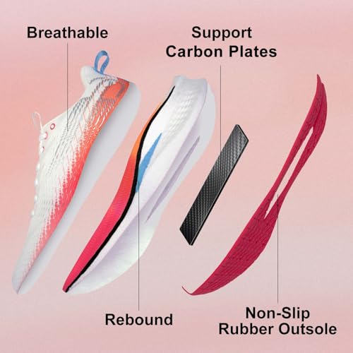 BAASPLOA Women's Running Shoes Cushion Comfortable Non-Slip Carbon Plated Arch Support Tennis Walking Shoes for Women Breathable Athletic Workout Gym Cross Training Sneakers4