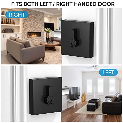 Ticonn Door Handle Heavy Duty, Reversible Square Door Lever For Bedroom, Bathroom And Rooms (Deadbolt Only, 1 Pack, Black) #TOP6