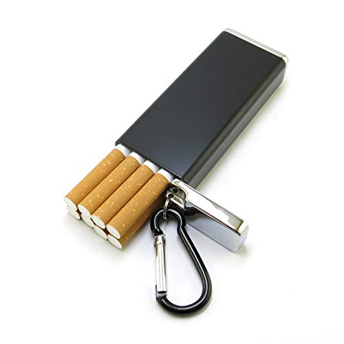 Preisvergleich Produktbild CHENG Aluminiumlegierung Zigarettenetui Outdoor Portable Metall Zigaretten Aufbewahrungskoffer für 8 Zigaretten,Black,9.8X3.9X1.8CM