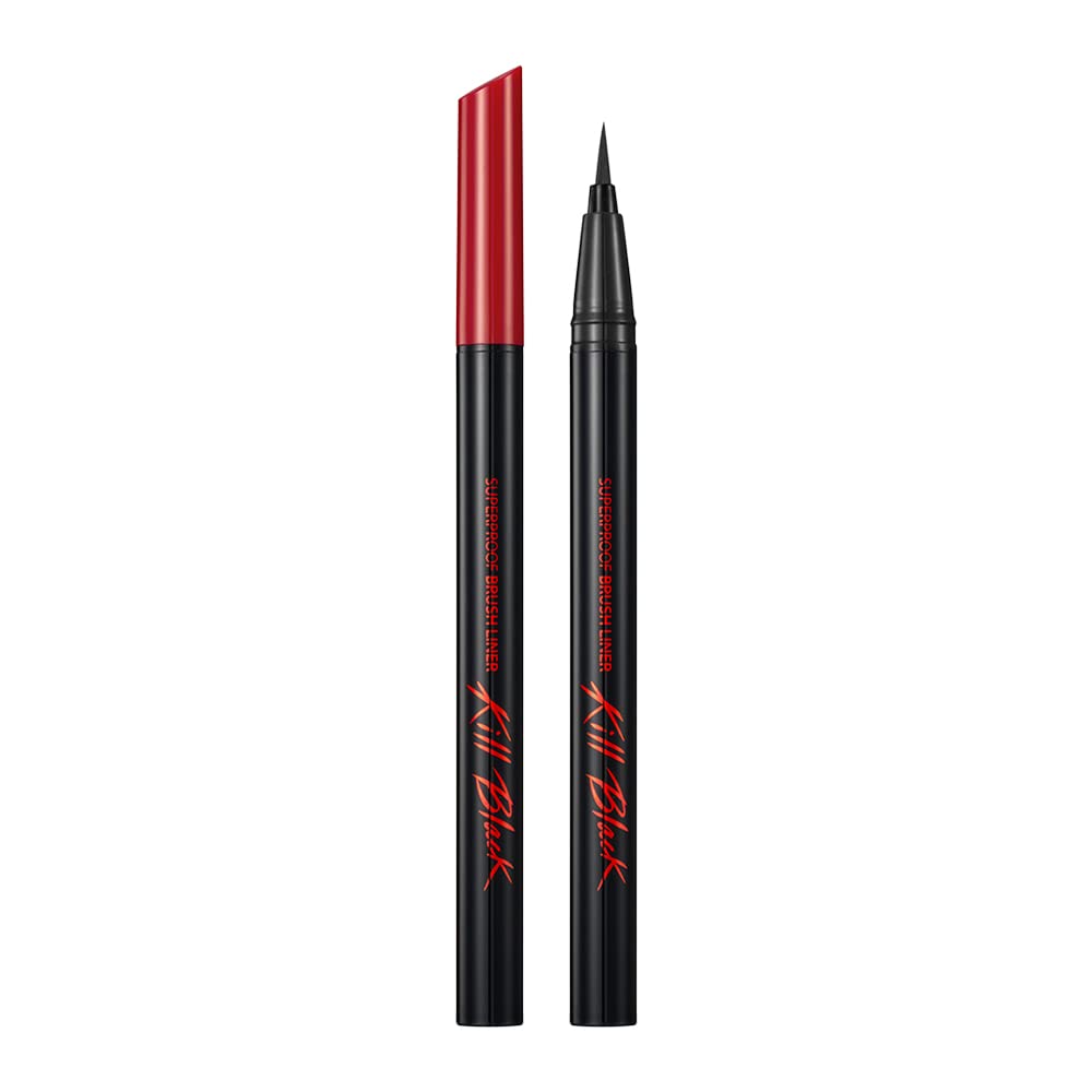 Clio Kill Superproof Brush Eyeliner – Ultrafeiner Pinsel, Wischfest, Schwarz, 0,55 Ml
