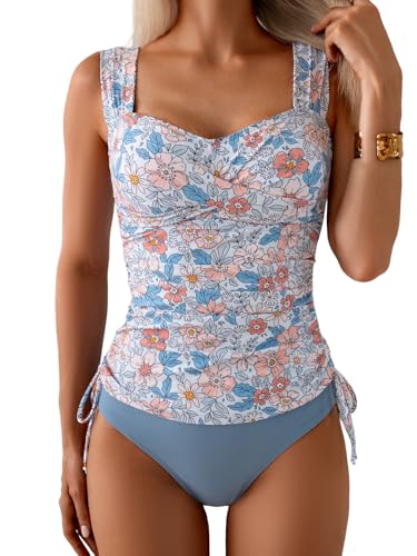 B2prity Tankini-Badeanzüge für Damen, Bauchkontrolle, Zweiteiliger...